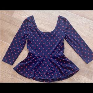 Cute crop peplum top 3/4 sleeve